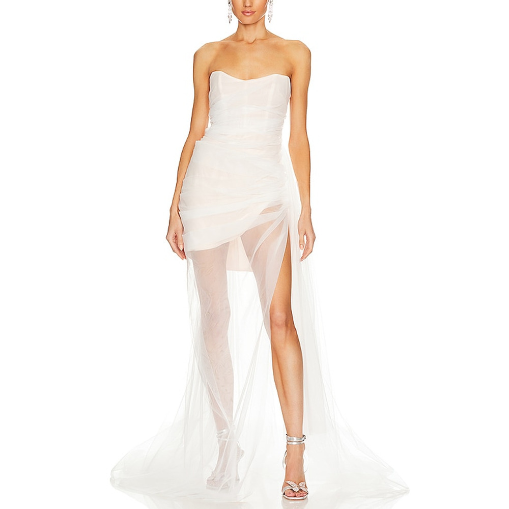 The Bar 'Cleo' White Nylon Gown Size 6